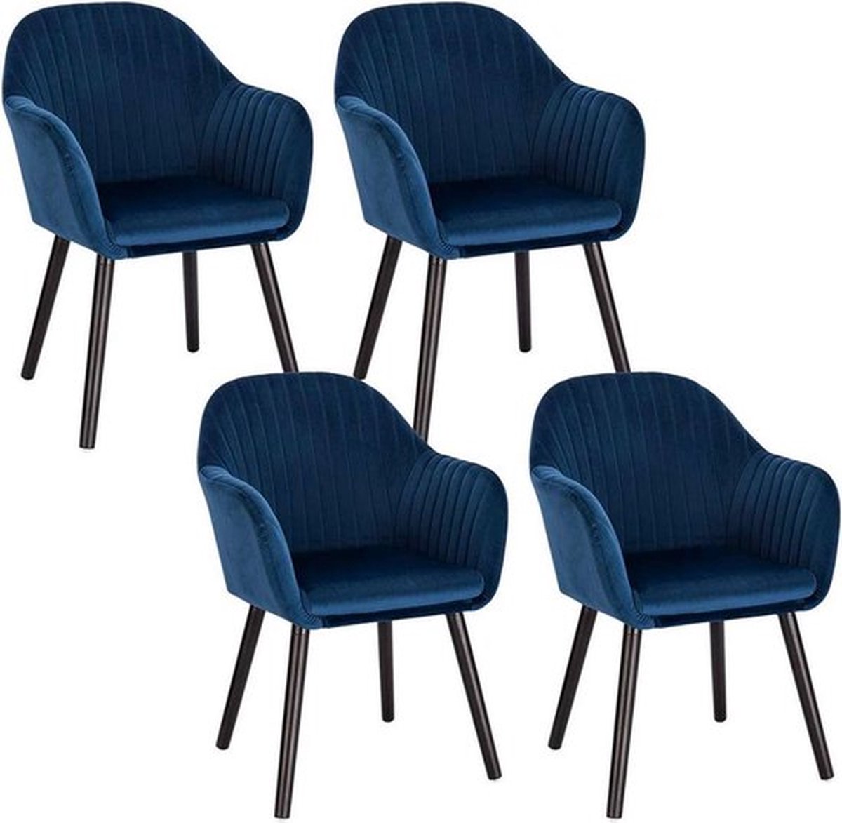 Bolt Edge Eetkamerstoelen Groen - Set van 4 - Fluweel - Woonkamer- en Keukenstoelen