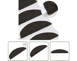 vidaXL Anti-slip Matten - Trapmatten - Trapmatten zelfklevend 15 st 56x17x3 cm zwart - Vloerbeschermers - Trappen Bekleden - Binnenhuisdecoratie