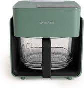 4SWISS Heteluchtfriteuse ABB-G24 Pure Glass, Vermogen 1200 W, met aanraakscherm, energiebesparend en gemakkelijk schoon te maken, ruime lade van 3 liter, Zwart
