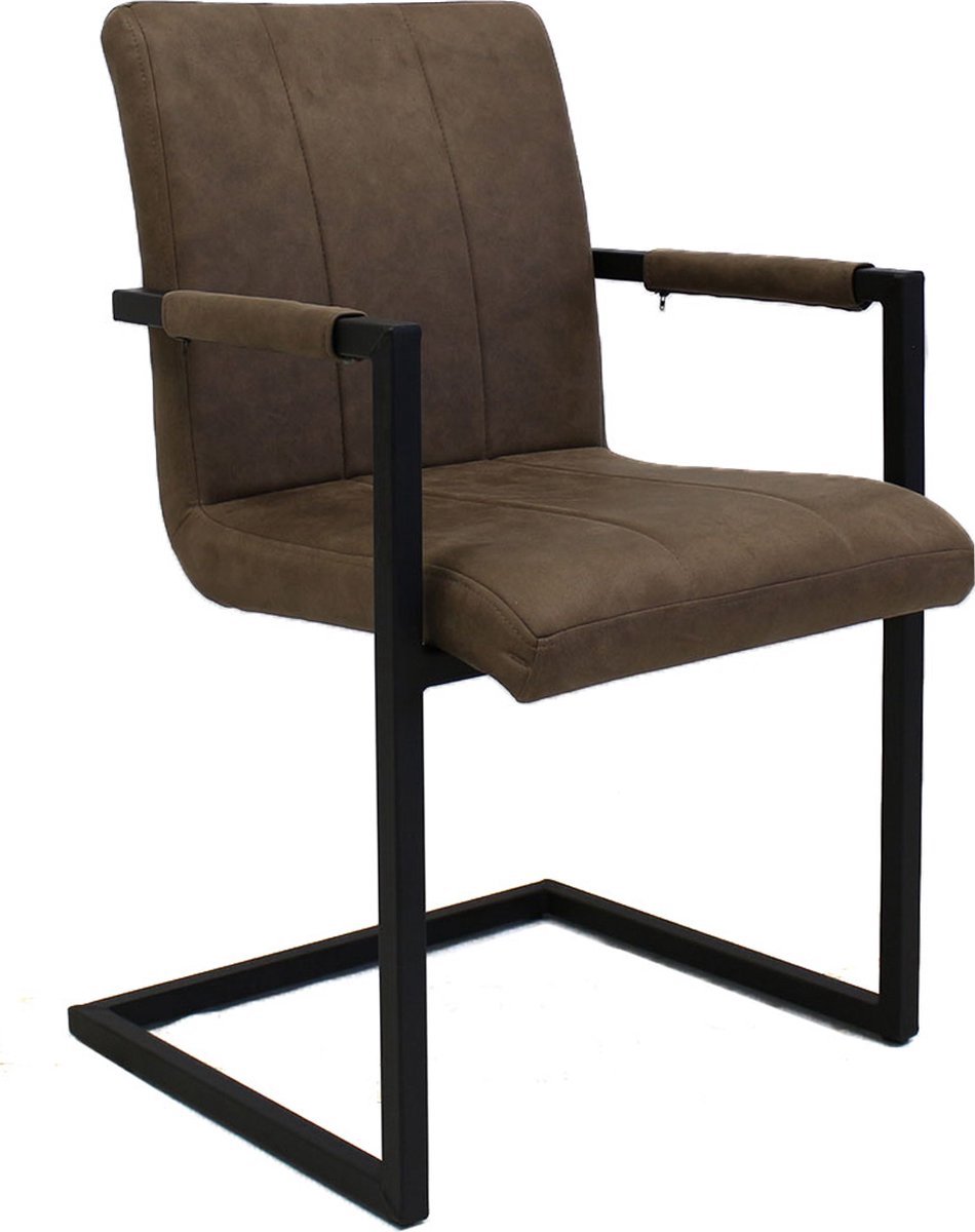 Bolt Edge Eetkamerstoel - Taupe Microvezel - Metalen poten - Set van 1 - Zithoogte 46cm