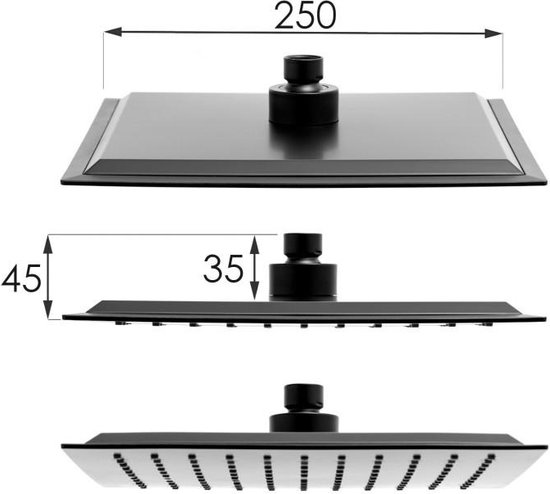 Viking Choice Doucheset Zwart met Regendouche 25cm & Thermostaatkraan - Energiebesparend