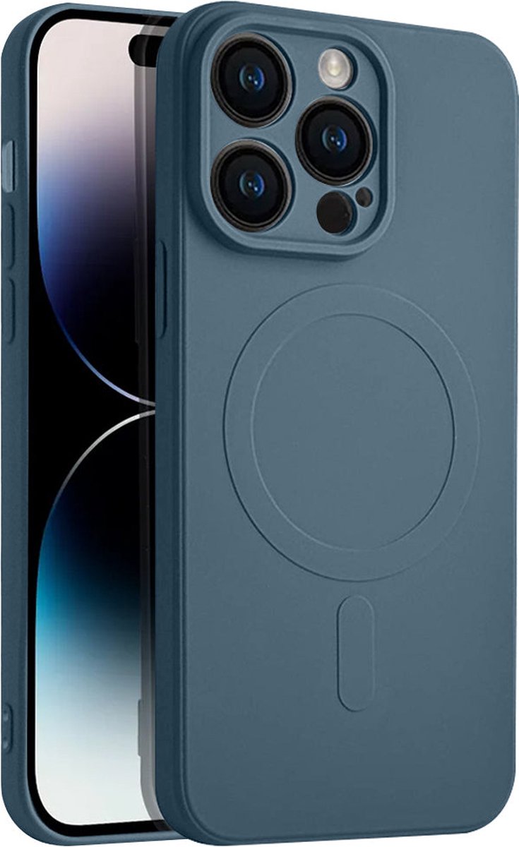 Casify Siliconen Hoesje geschikt voor MagSafe iPhone 14 Pro Hoesje - Blauw