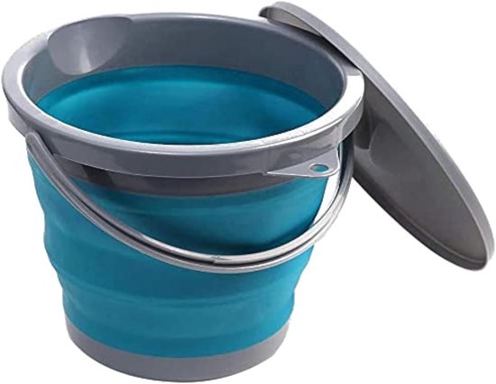 AktivPlus® Robuuste opvouwbare emmer met een inhoud van 16 liter of 21 liter (blauw) - Versterkte hoeken als opvouwbare emmer - Voor kamperen, vissen - Kan als was- en spoelbak worden gebruikt