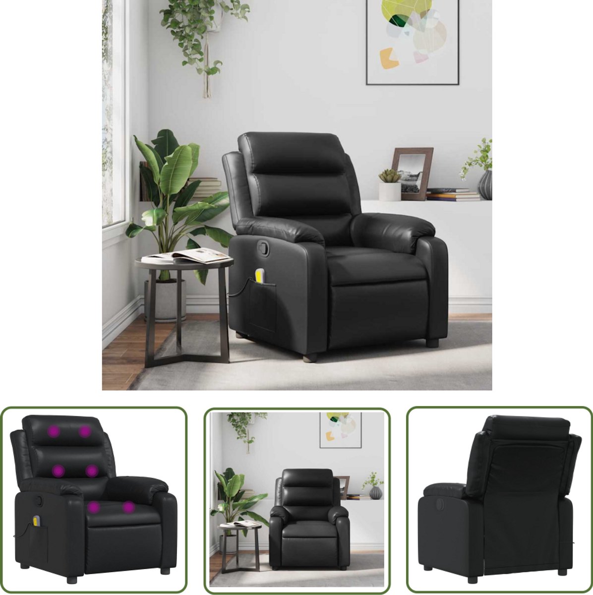 Massagestoel Verstelbaar Kunstleer Zwart - Ergonomische - Product - €259,95