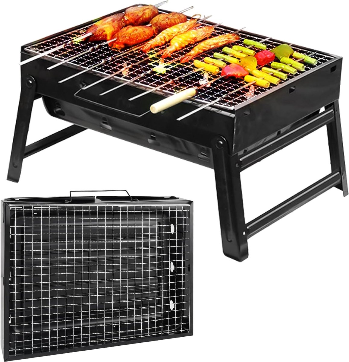 Draagbare Houtskoolgrill voor Buiten - Inklapbare Camping- en Picknickgrill