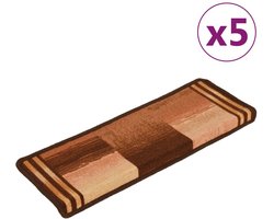 vidaXL Trapmatten - Zelfklevend - 5 stuks - Bruin Trapmatten - Antislip Matten - Trappen Bekleden - Bruine Tapijt - Vloerbescherming
