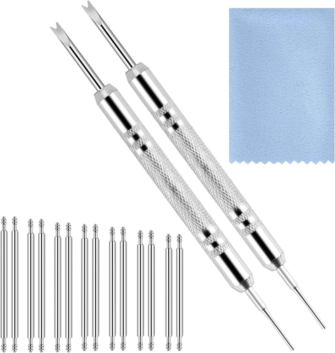 Reparatie Tool Kit Horloge Band Removal Tool Kit - 14 stks Horloge Band Pinnen (18-20-21-22-23-24-25mm) - Horloge Schoonmaak Doek Link Verwijdering Pin Remover