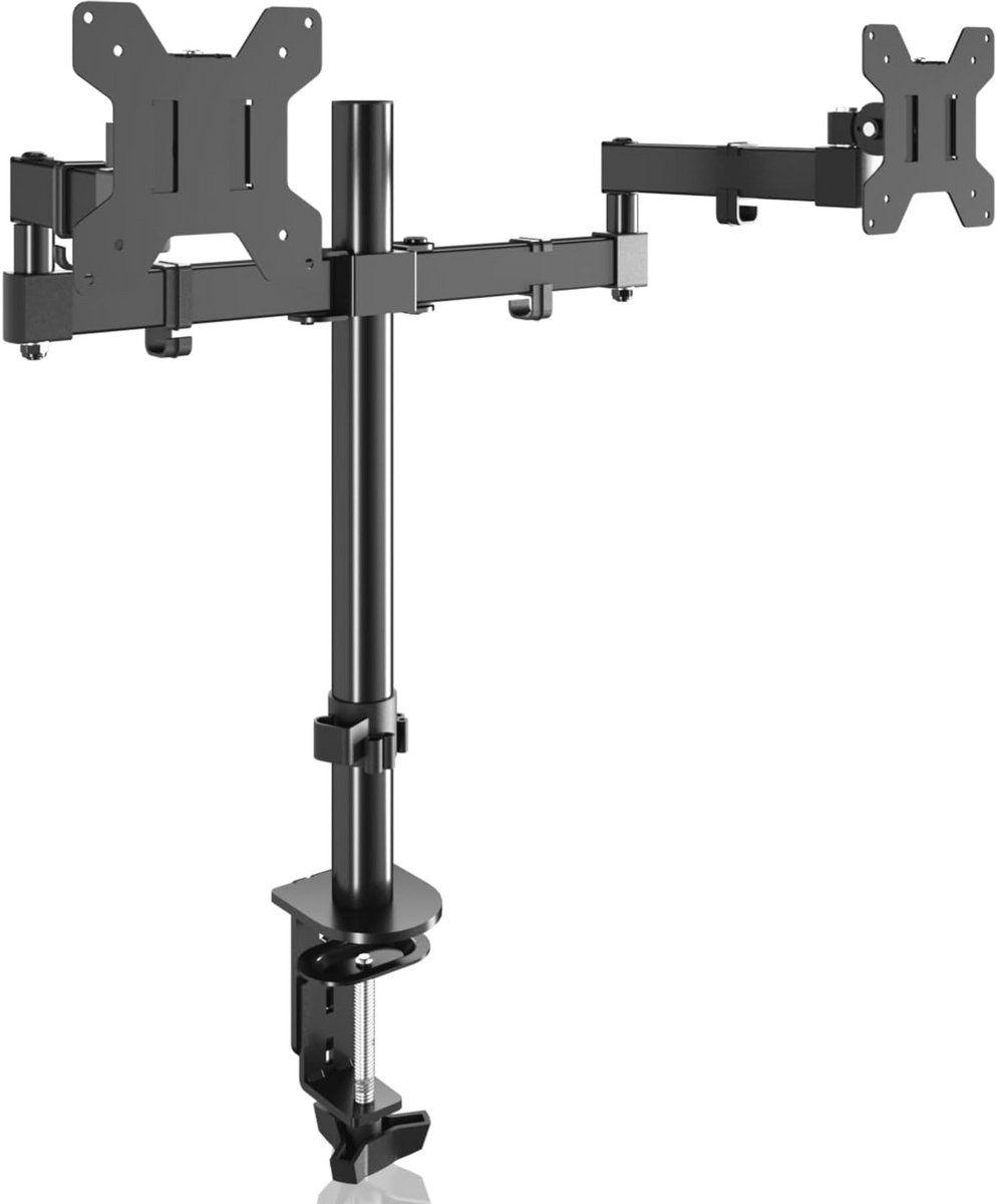 Ergonomische Dubbele Monitorarm voor 13-27 inch Schermen - VESA 75x75mm & 100x100mm, Flexibele Bureausteun met Klem, Hoogte Verstelbaar, Tilt, Swivel, Rotate