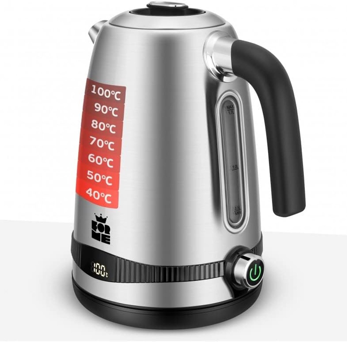 Elektrische Waterkoker 1,7L Roestvrij Staal met Instelbare Temperatuur en Warmhoudfunctie