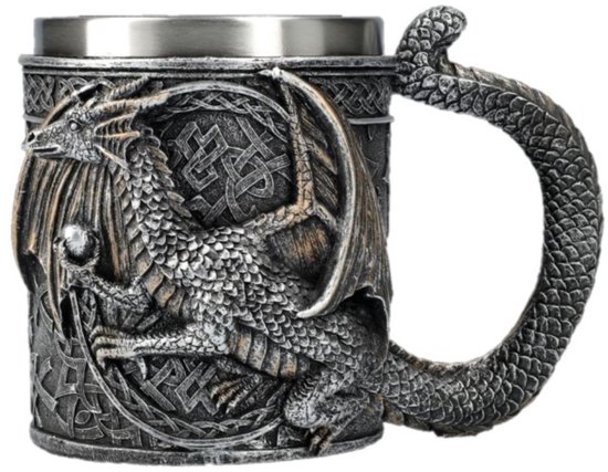 Dragon Coffee Cup - Dragon Mok, Middeleeuwse Koffiekop | Driedimensionale Reliëf Draak RVS Bier Mok, Dragon Lovers Woondecoratie Ornamenten voor en Thema-decoratie