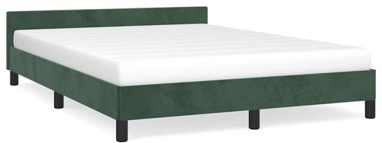 vidaXL Cadre de lit - 140x190 cm - Velours - Vert foncé Cadre de lit - Canapé-lit vert foncé - Velours Cadre de lit - Lit double - Lit à sommier tapissier