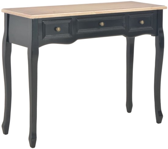 Gecheer Consoletafel Met Lade - Zwarte Wandtafel 75 X 34,5 X 75 Cm - Gangtafel Met Opbergruimte