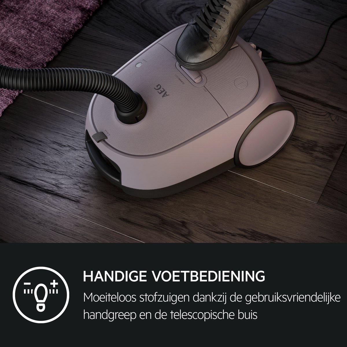 AEG AB61C1WP CLEAN 6000 - Stofzuiger met zak - Roze - Hepa filtratie - Vacuum cleaner - Alle vloertypen - 750 watt - Lang snoer 12m bereik - Compact design - 2 extra accessoires — afbeelding 2