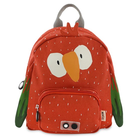 Trixie Kleine Rugzak - Mr. Parrot - Schooltas Waterafstotend - Boekentas voor Kind - Voor Jongens en Meisjes - Geschikt als Gymtas - Rood