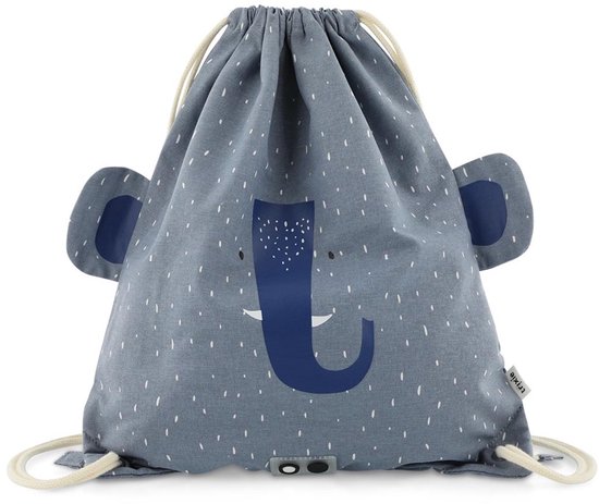 Trixie Zwemtas - Mrs. Elephant - Gymtas voor kinderen - Waterafstotend - Turnzak met trekkoord - Voor jongens en meisjes - Blauw - Olifant