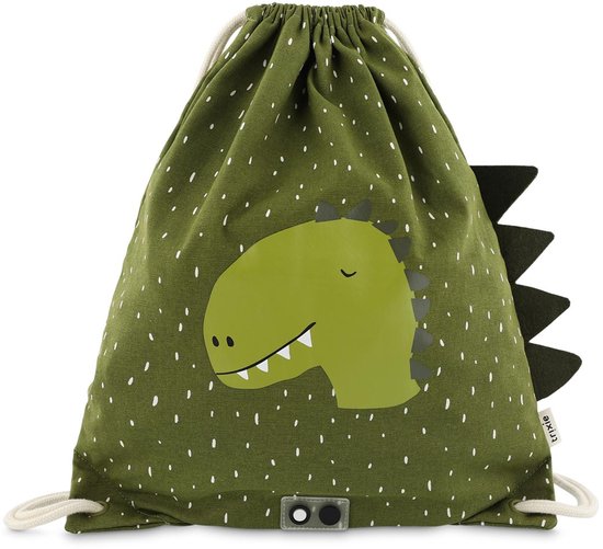 Trixie Zwemtas - Mr. Dino - Gymtas voor kinderen - Waterafstotend - Turnzak met trekkoord - Voor jongens en meisjes - Groen