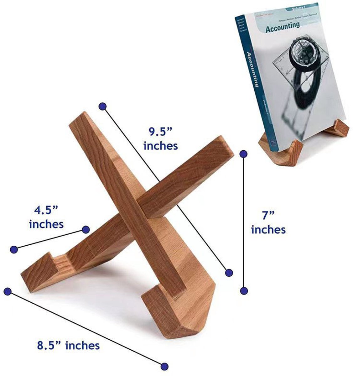 Boeken Houder - Multifunctionele Boekenstandaard - Kookboekhouder - Kookboek Standaard - Compact en Duurzaam - Universeel - Hout - bruin - 8.5*7*4.5inch — cadeau in Kookcadeaus - foto 4