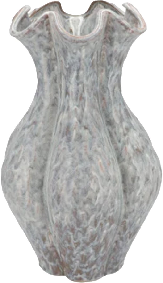 DK design Bloemenvaas Inga Driss - grijs - 25 x 36 cm - unieke glazuurlook