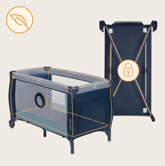 Lionelo Sven Plus 2in1 Meegroeibed & Campingbedje - 127x60 cm - Tot 15 kg - Co-Sleeper - Reisbed met Commode, Organizer, Klamboe en Interactief Speelgoed — afbeelding 3