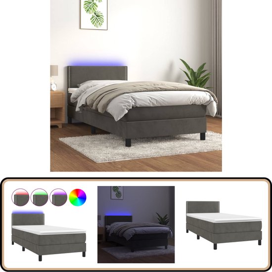 Boxspring met LED donkergrijs 80x200 cm Boxspring - Led Boxspring ...