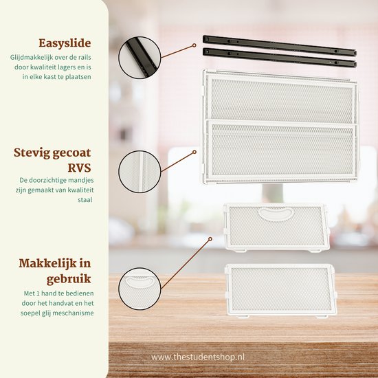 Tiroir coulissant sans perçage | Tiroir sans perçage | Organisateur pour évier | Rangement pour sièges-auto de Cuisine | Organisateur de comptoir | Étagère à épices | Organisateur d'évier