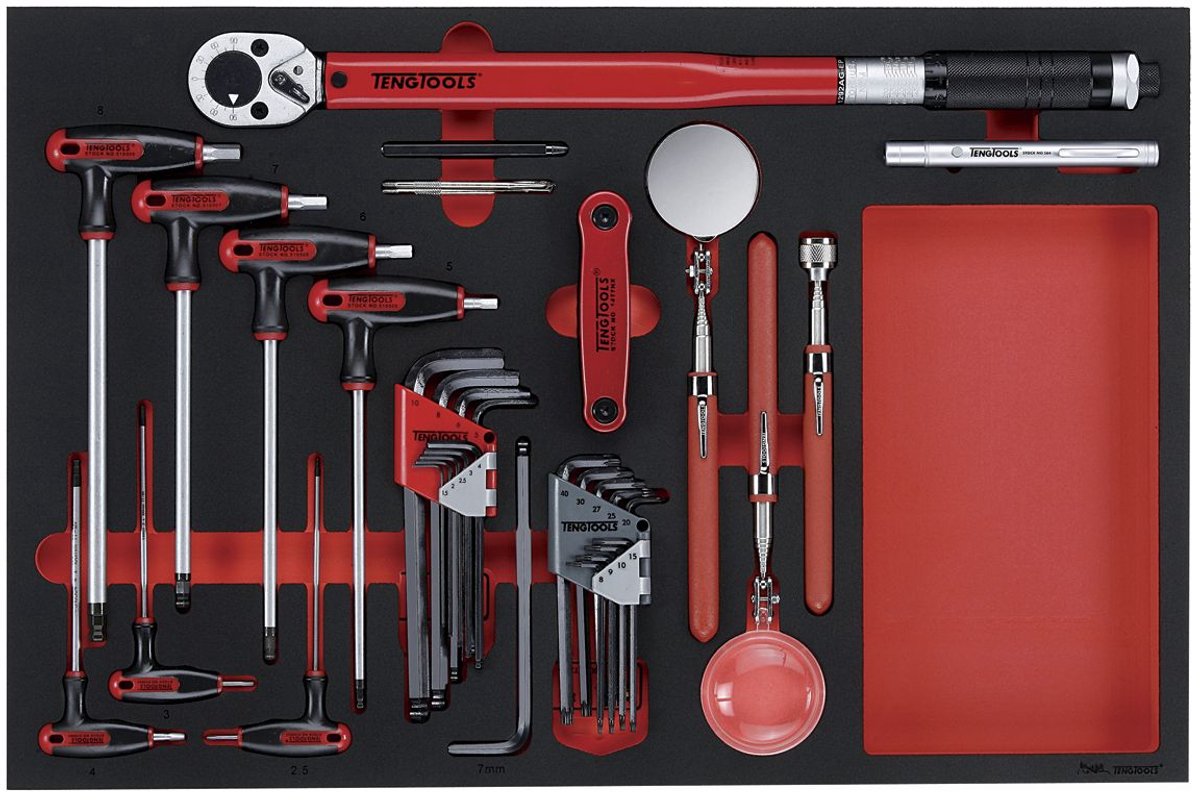 Sleutels en inspectie set Foam4x4 tray 17 delig Teng Tools TTEX17
