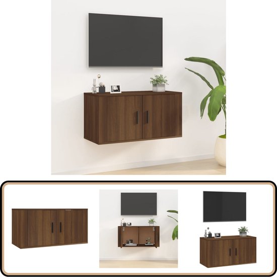 vidaXL Tv-meubel 80x34,5x40cm bewerkt hout metaal gerookt eikenkleurig