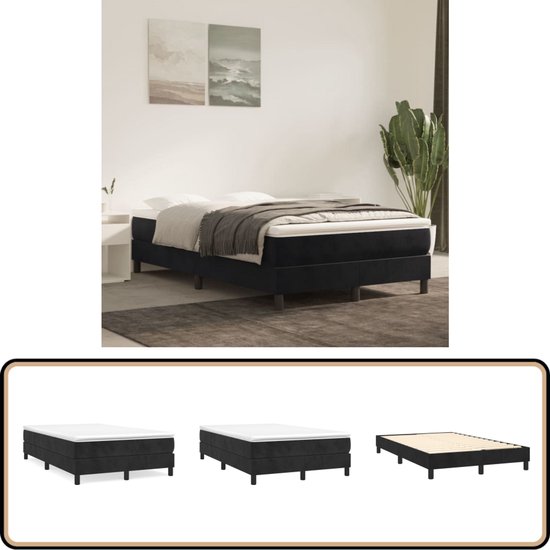 vidaXL Boxspring Zwart 120x200 cm met Matras Boxspring - Fluweel Bed - Velvet Bed - Tweepersoons Bed - Zwarte Boxspring