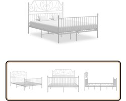 vidaXL Bedframe - Wit - Metaal - 140x200 cm Metalen Bed Frame - Tweepersoons Bed - Wit Bed - Bed Voor Volwassenen - Slaapcomfort
