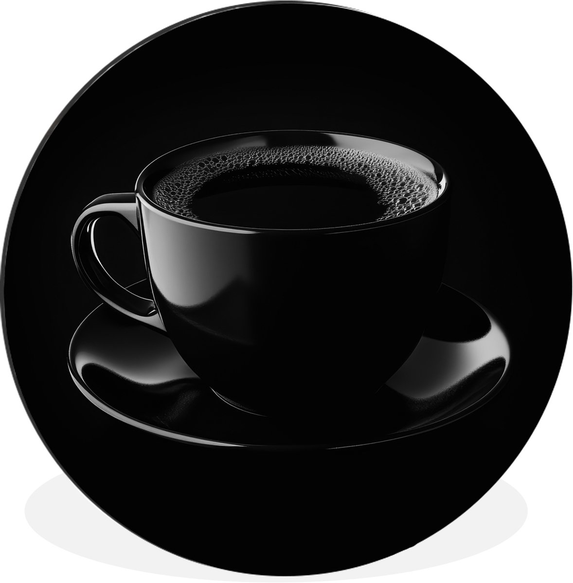 WallCircle Wandcirkel - Muurcirkel - Zwart - Koffie - Kopje - Aluminium - Dibond - 120x120 cm - Binnen en Buiten