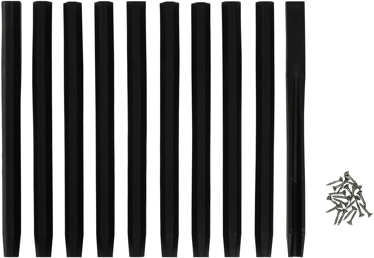 Nature - Set paaltjes 10x + schroeven 20x - zwart - voor borderranden