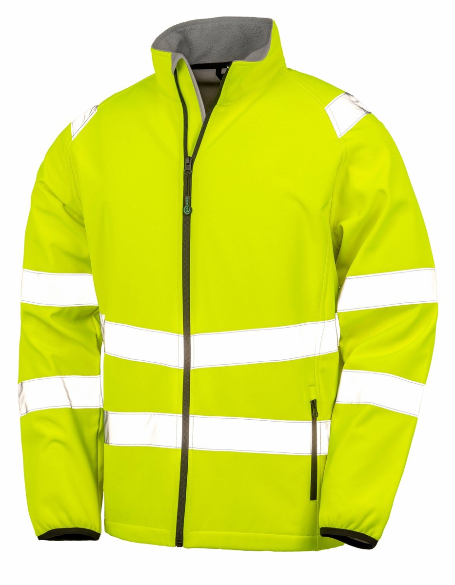 Result Recycled Printable Safety Softshell Jacket RT505 Fluorescent Zwart