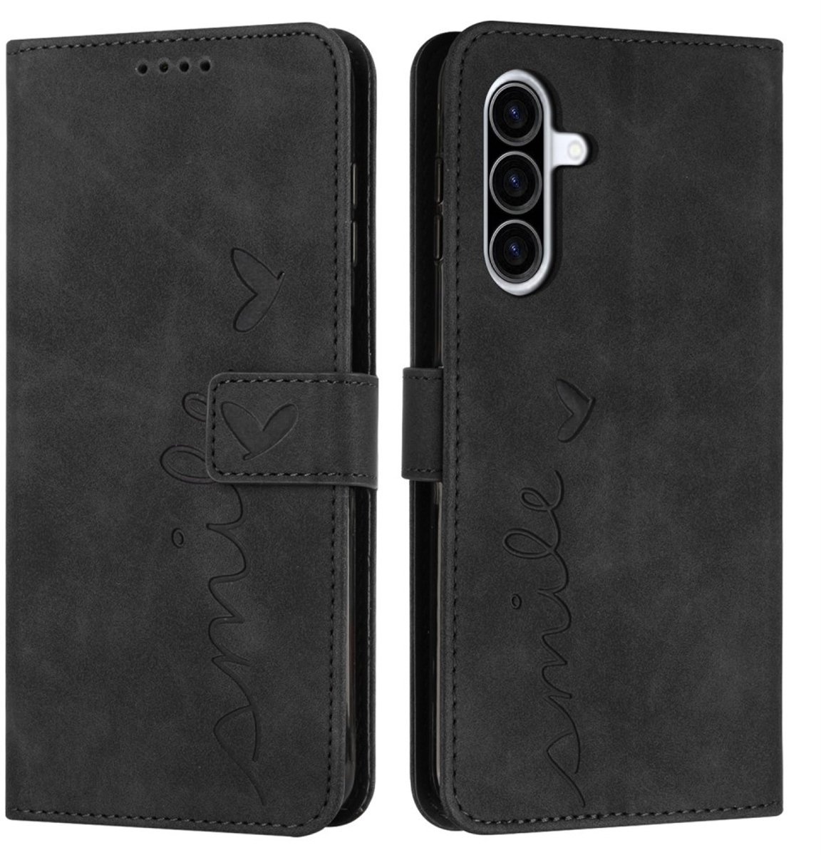 Coverup Hoesje - Geschikt voor Samsung Galaxy A56 Hoesje - Coverup Smile Book Case - Zwart