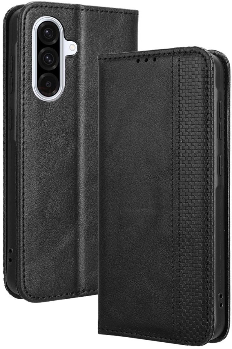 Coverup Hoesje - Geschikt voor Samsung Galaxy A36 Hoesje - Coverup Vintage Style Book Case - Zwart