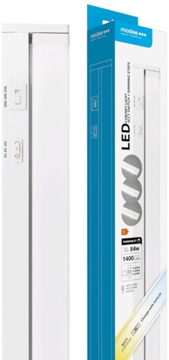 Modee LED Montagebalk 90cm 14W | Instelbare lichtkleur | 3-staps dimbaar | Geen fitting | Warm Wit-Koel Wit-Daglicht | 14 watt | 25.000 Branduren