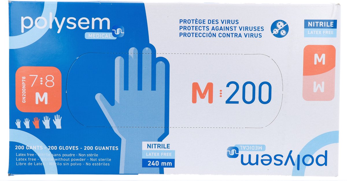 Goedkoopste Polysem Nitril Handschoenen Maat M 200ST
