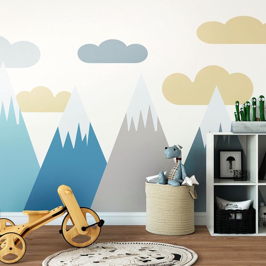 Stickers muraux enfants - Décoration chambre bébé - Autocollant Sticker mural géant enfant montagnes scandinaves VOLKA - 40x60cm