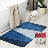 Dutch House Badmat Dijon - Badmat 60x90cm - Blauw - Antislip - Badmatten - Anti Slip Douchemat - Badkamer Mat - Snel Absorberend - Snel Drogende Badmat