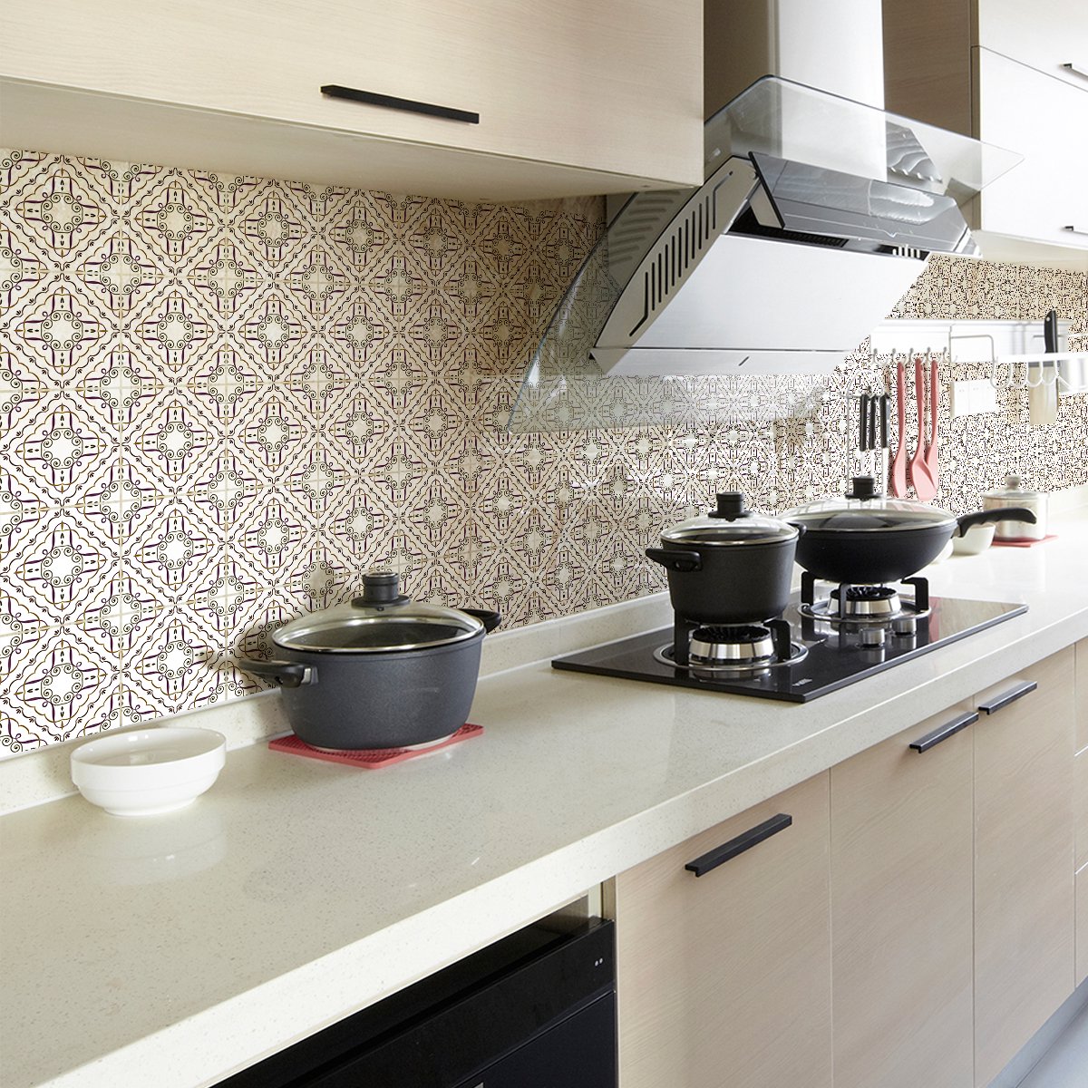 Ambiance Sticker Zelfklevende tegelmuurstickers voor keuken en badkamer - 60 Azulejos Lilith cementtegelstickers - 60 stickers 15x15cm Multi color