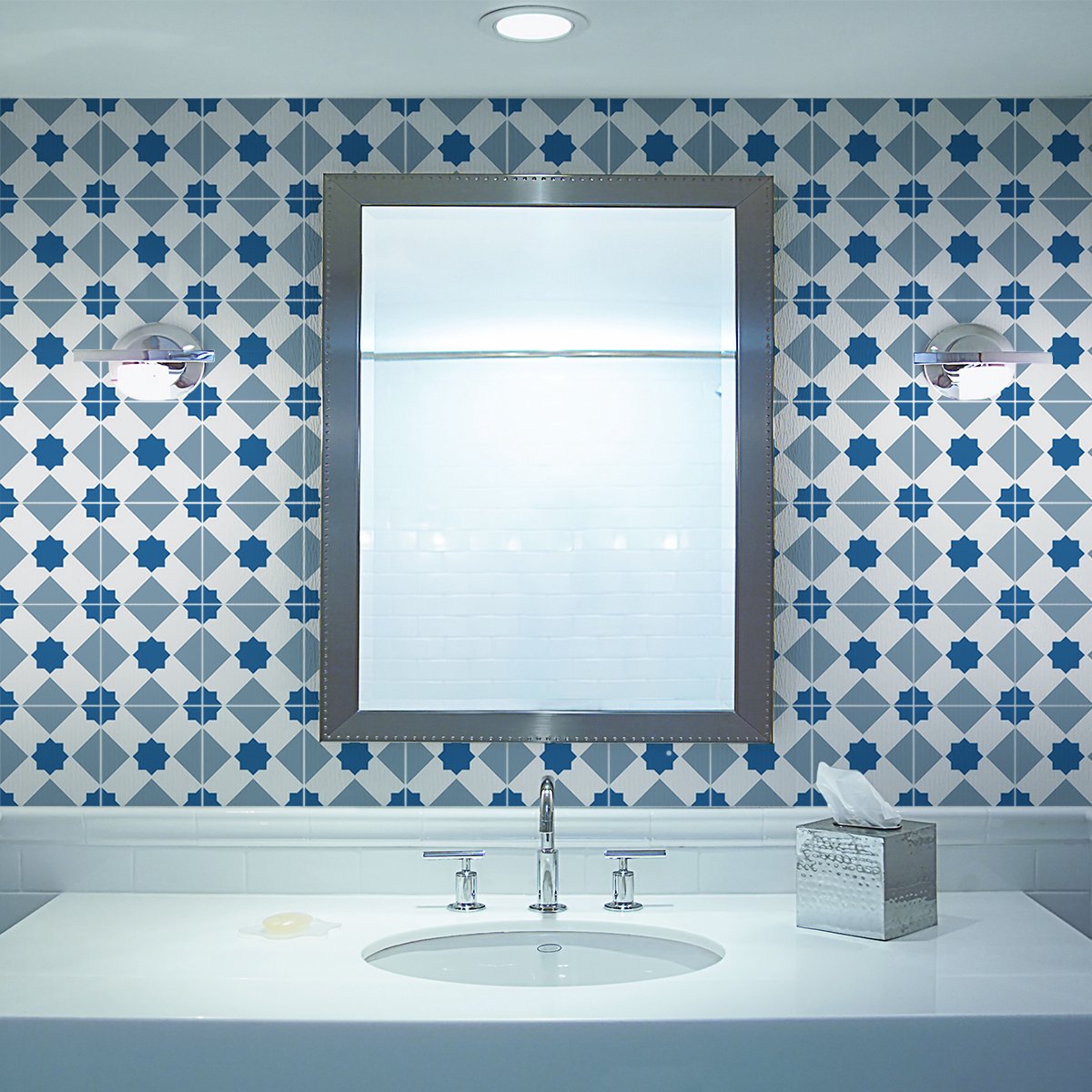 Ambiance Sticker Zelfklevende tegelmuurstickers voor keuken en badkamer - 24 cementtegelstickers, Azulejos Susana design - 24 stickers, 20x20cm Multi color