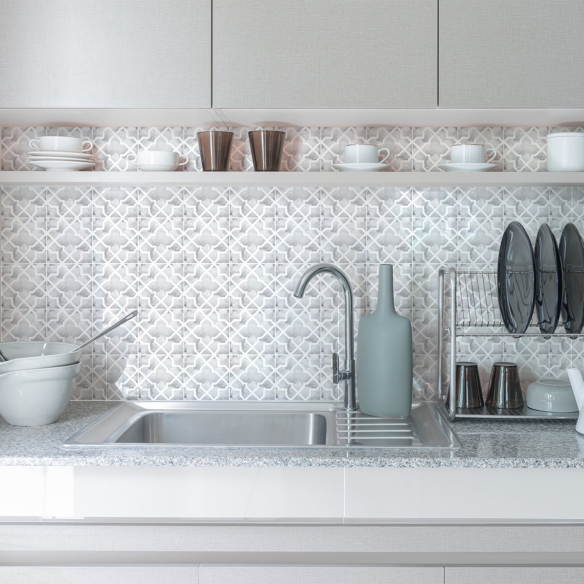 Ambiance Sticker Zelfklevende tegelmuurstickers voor keuken en badkamer - 24 authentieke Renia cementtegelstickers - 24 stickers van 15x15 cm Multi color