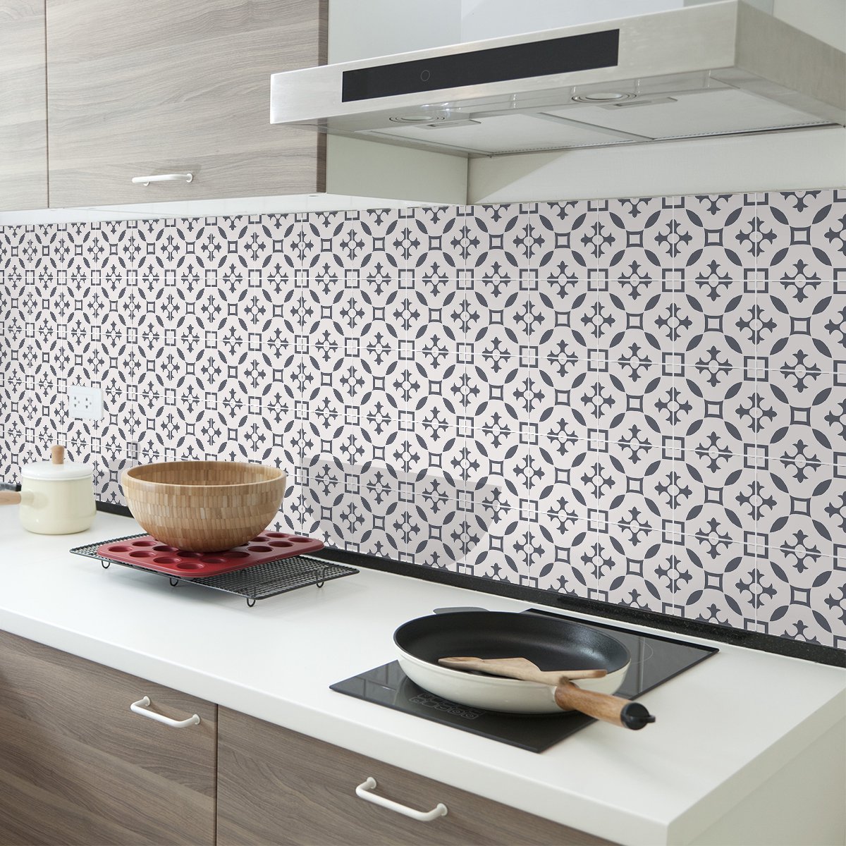 Ambiance Sticker Zelfklevende tegelmuurstickers voor keuken en badkamer - 30 Danton Azulejo cementtegelstickers - 30 stickers 20x20cm Multi color
