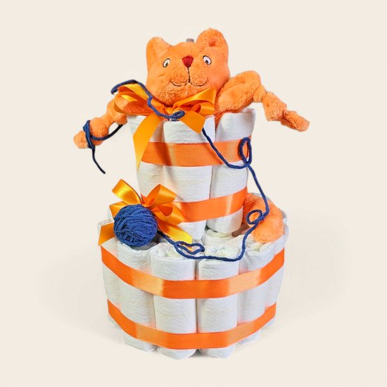 Luiertaart Dikkie Dik - 2 Laags met Knuffeldoekje en 27 Pampers - superschattig kraamcadeau van Merkloos — afbeelding 5