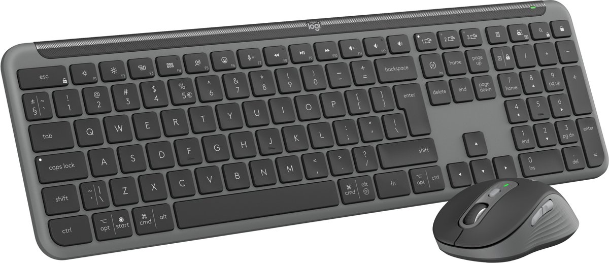 Logitech MK950 Signature Slim Combo - Draadloos Toetsenbord en Muis - US international - Qwerty - Graphite