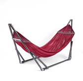 Bol.com Hangmat met Standaard - Rood - Opvouwbaar en Inklapbaar - Metalen Frame - Tot 200 KG - Incl. Draagtas aanbieding