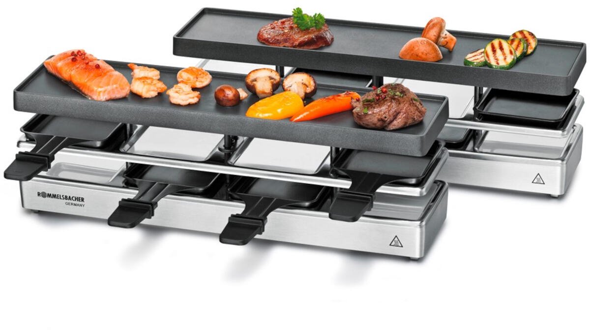 Rommelsbacher RC1600 4+4 Persoons Raclette-Grill 1950W Zilver/Zwart