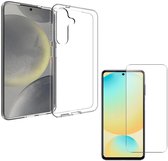 Étui en silicone transparent 3x Protection d'écran en verre trempé Convient pour : Samsung Galaxy S25