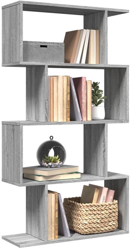Boekenkast 4-laags 59x35x132 cm bewerkt hout grijs sonoma eiken