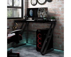 vidaXL Gamingbureau met ZZ-poten, 90x60x75 cm, zwart Gamingbureau - Bureau - Werkplek - Kantoorruimte - Ergonomic