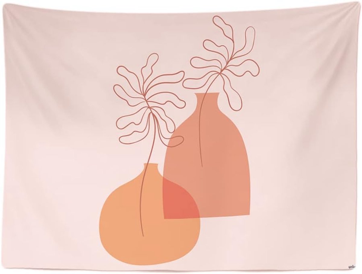 Ulticool Vazen Aesthetic Room Decor Roze - Wandkleed - 200x150 cm - Groot wandtapijt - Poster